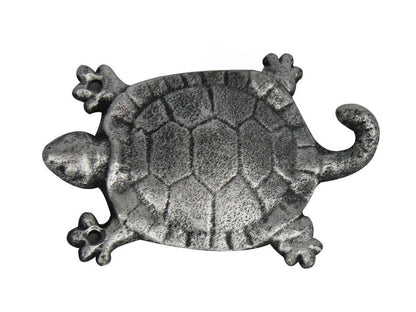 Rustic Silver Cast Iron Turtle Hook 6""