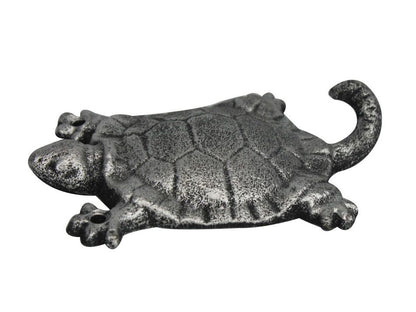 Rustic Silver Cast Iron Turtle Hook 6""