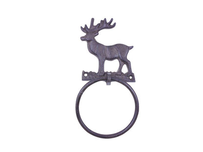Cast Iron Moose Bathroom Set of 3 - Large Bath Towel Holder and Towel Ring and Toilet Paper Holder