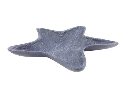 Rustic Dark Blue Cast Iron Starfish Decorative Bowl 8""