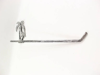 Rustic Silver Cast Iron Palm Tree Wall Mounted Paper Towel Holder 17""
