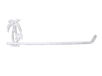 Whitewashed Cast Iron Palm Tree Wall Mounted Paper Towel Holder 17""