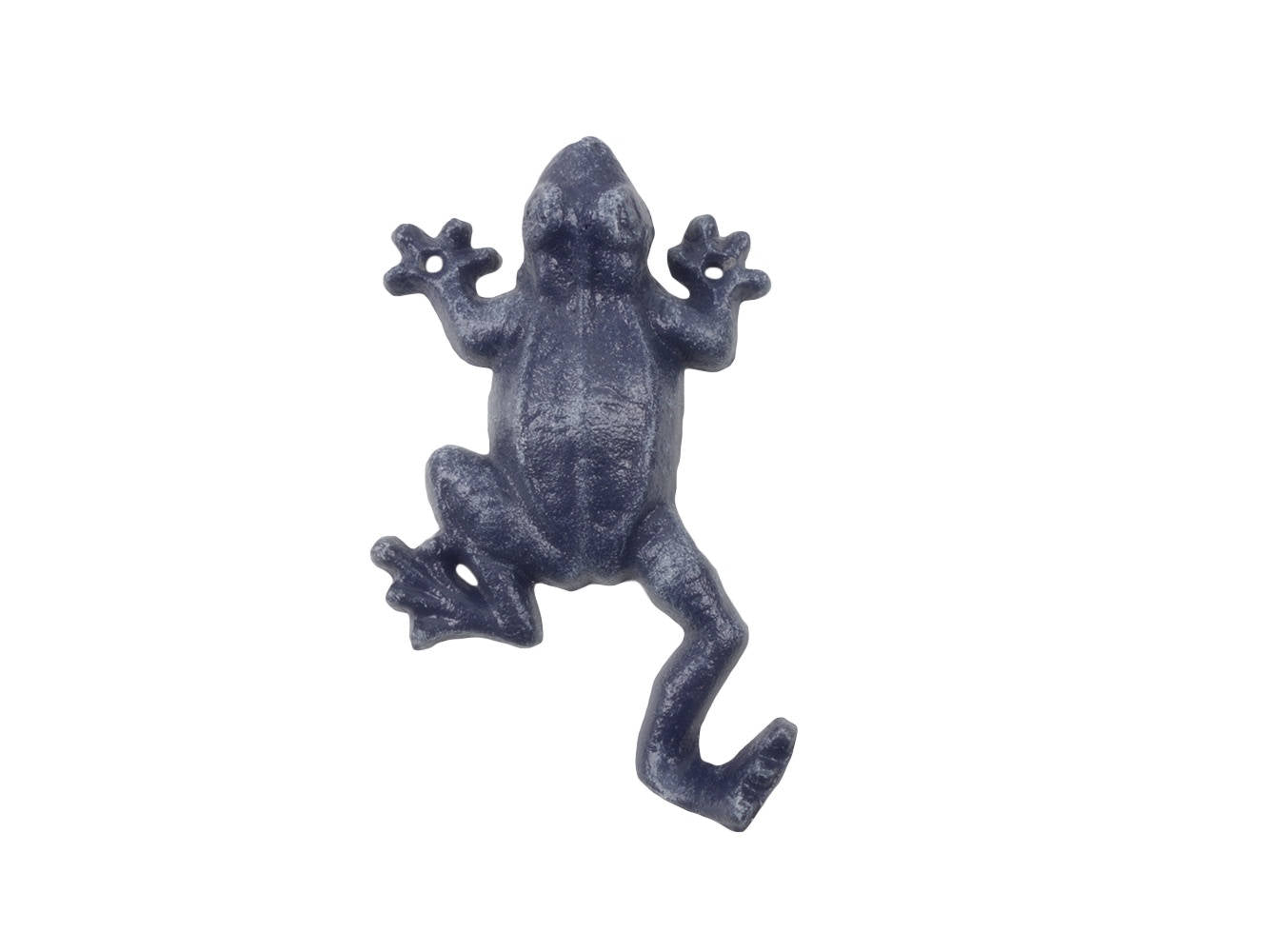 Rustic Dark Blue Cast Iron Frog Hook 6""