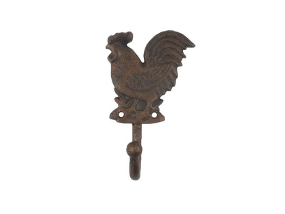 Rustic Copper Cast Iron Rooster Hook 7""