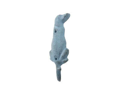 Rustic Light Blue Cast Iron Dog Hook 6""