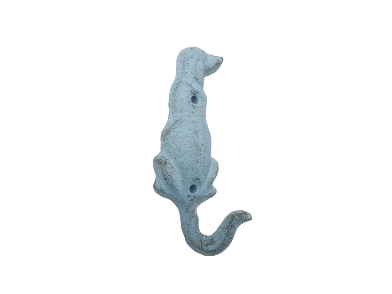 Rustic Light Blue Cast Iron Dog Hook 6""