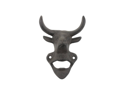 Cast Iron Bull Head Wall Mounted Bottle Opener 6""