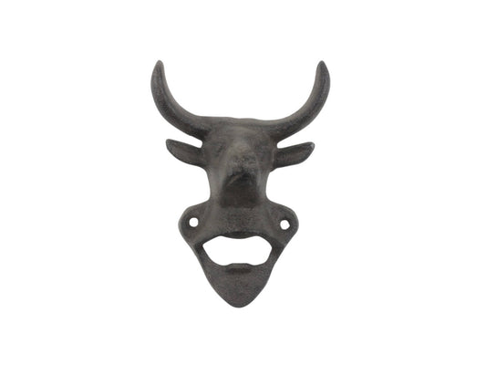 Cast Iron Bull Head Wall Mounted Bottle Opener 6""