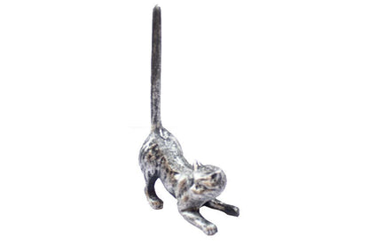 Rustic Silver Cast Iron Cat Paper Towel Holder 10""