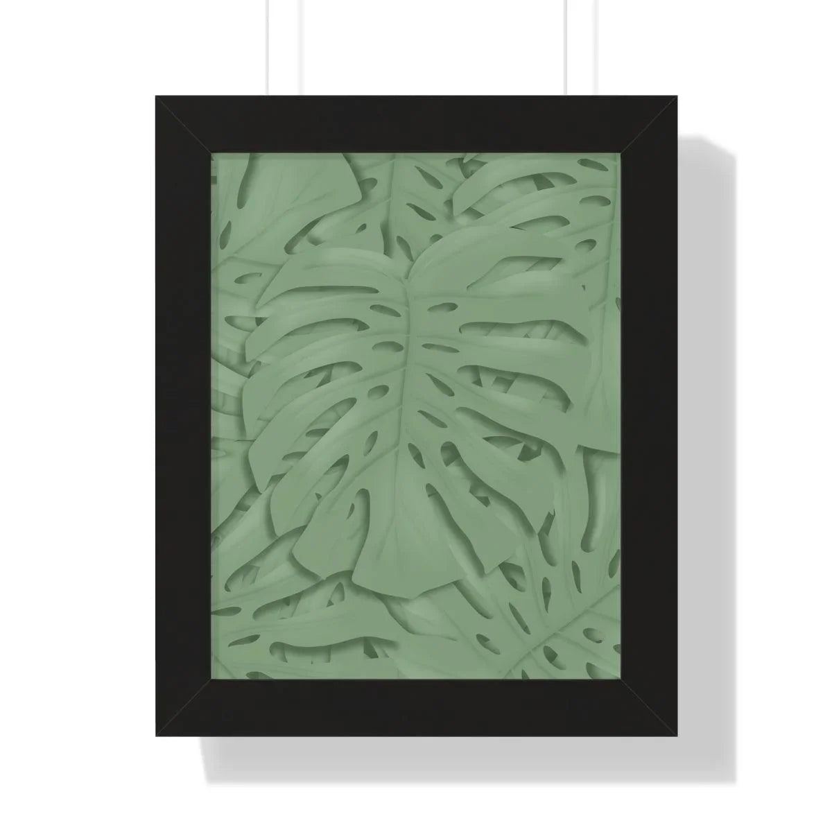 Sage Green Monstera Framed Print – Botanical Wall Art
