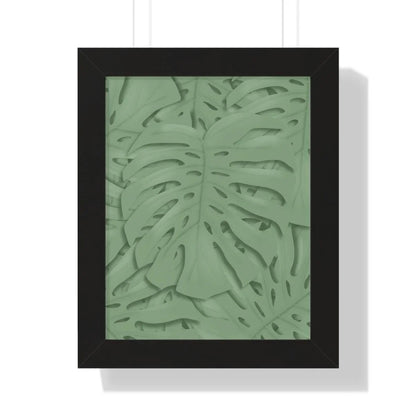 Sage Green Monstera Framed Print – Botanical Wall Art