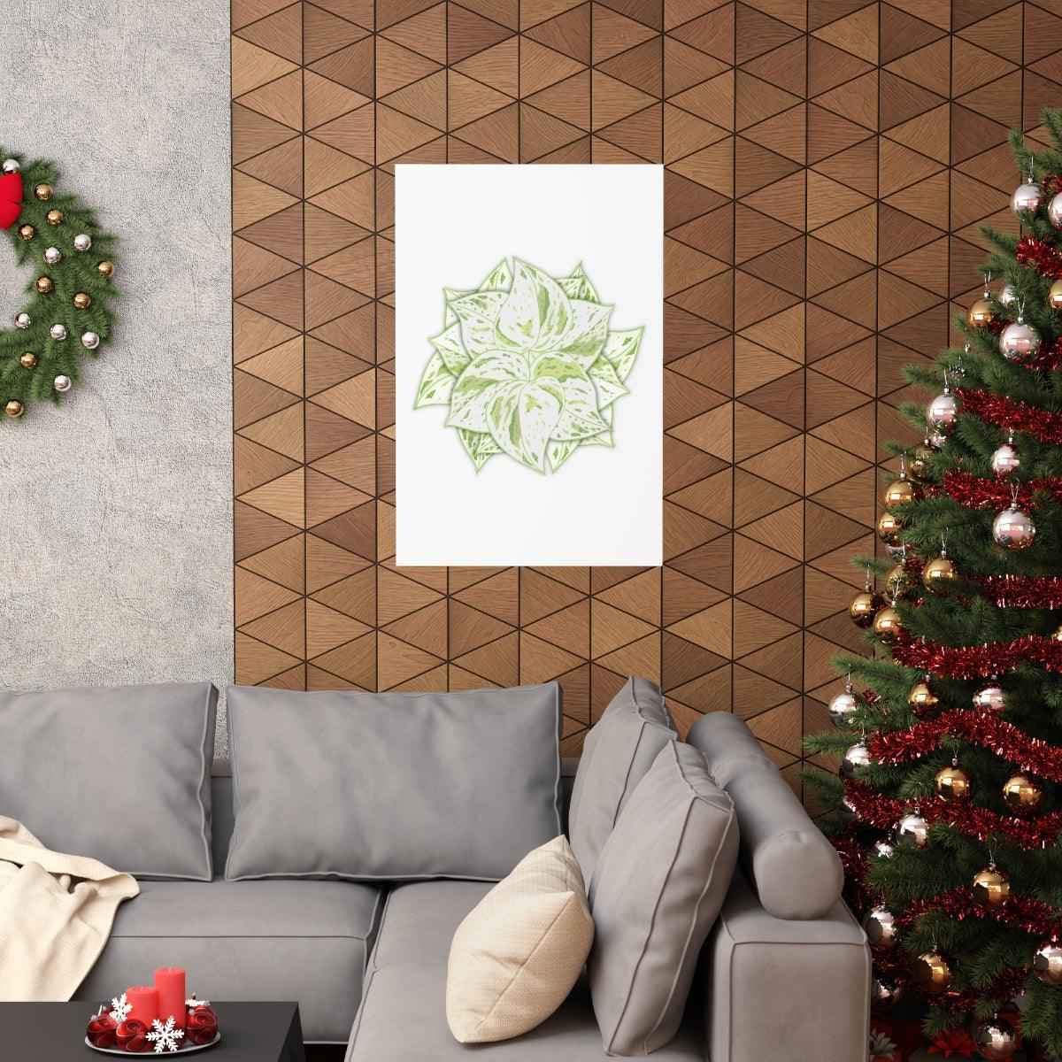 Snow Queen Pothos Botanical Print – Unframed Wall Art