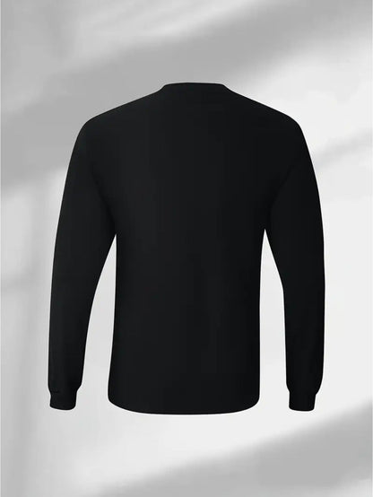 One Piece Long Sleeve T-Shirt | Simple Letter Theme Print, American Street Fashion, Crew Neck, Loose Fit, Slight Stretch Fabric, Color Random, All-Season