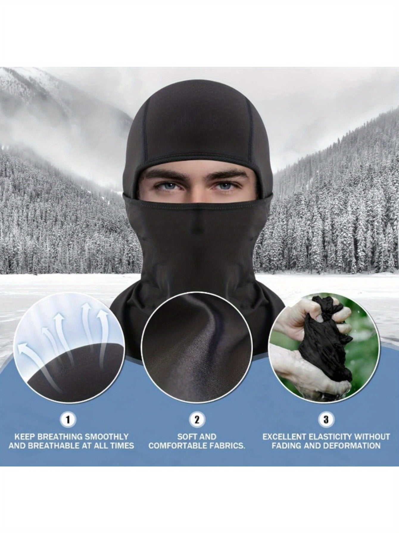 Extreme cold windproof breathable face mask and scarf w/ adjustable drawstring
