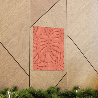 Coral Monstera Botanical Print – Unframed Wall Art