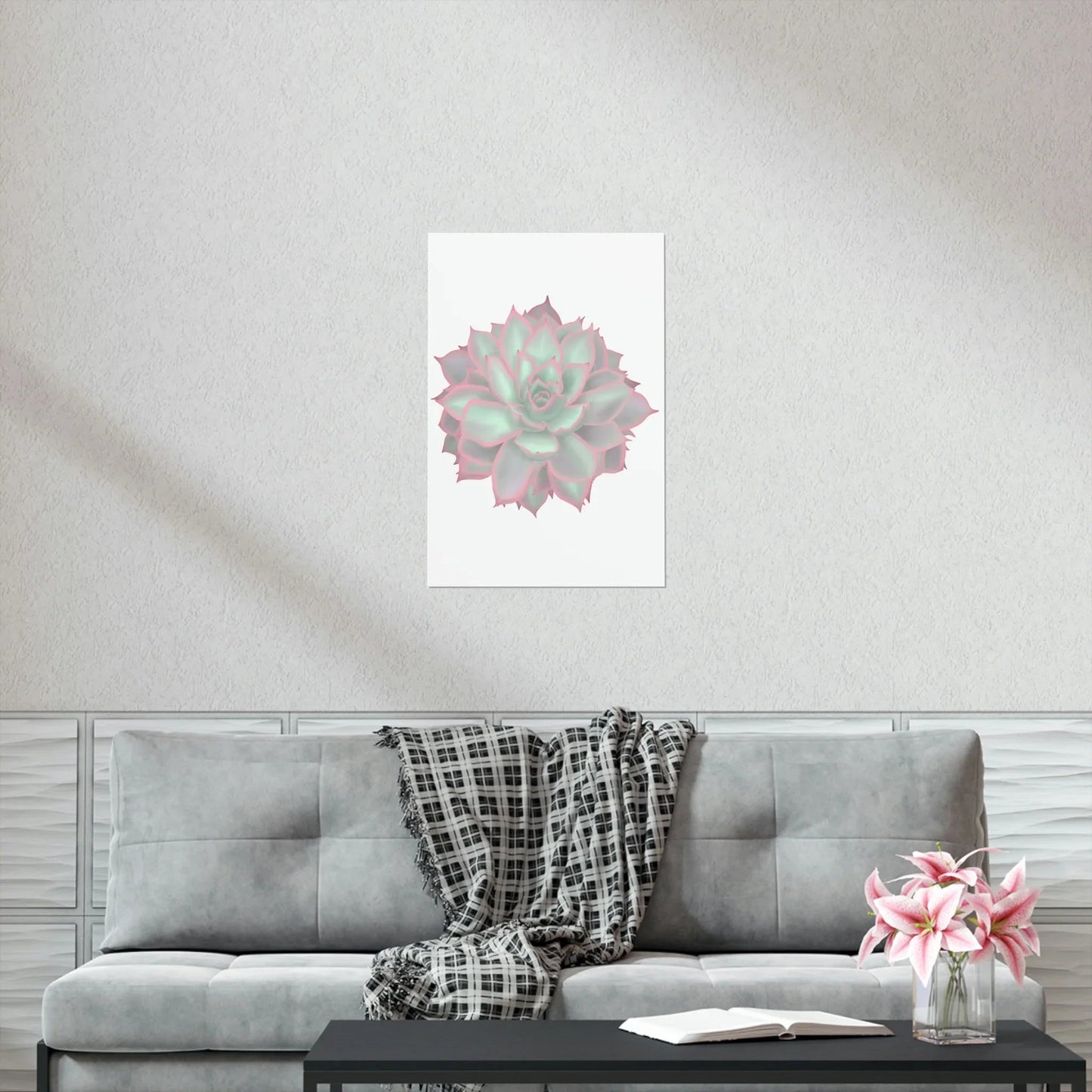 Echeveria Violet Queen Succulent Botanical Print – Unframed Wall Art