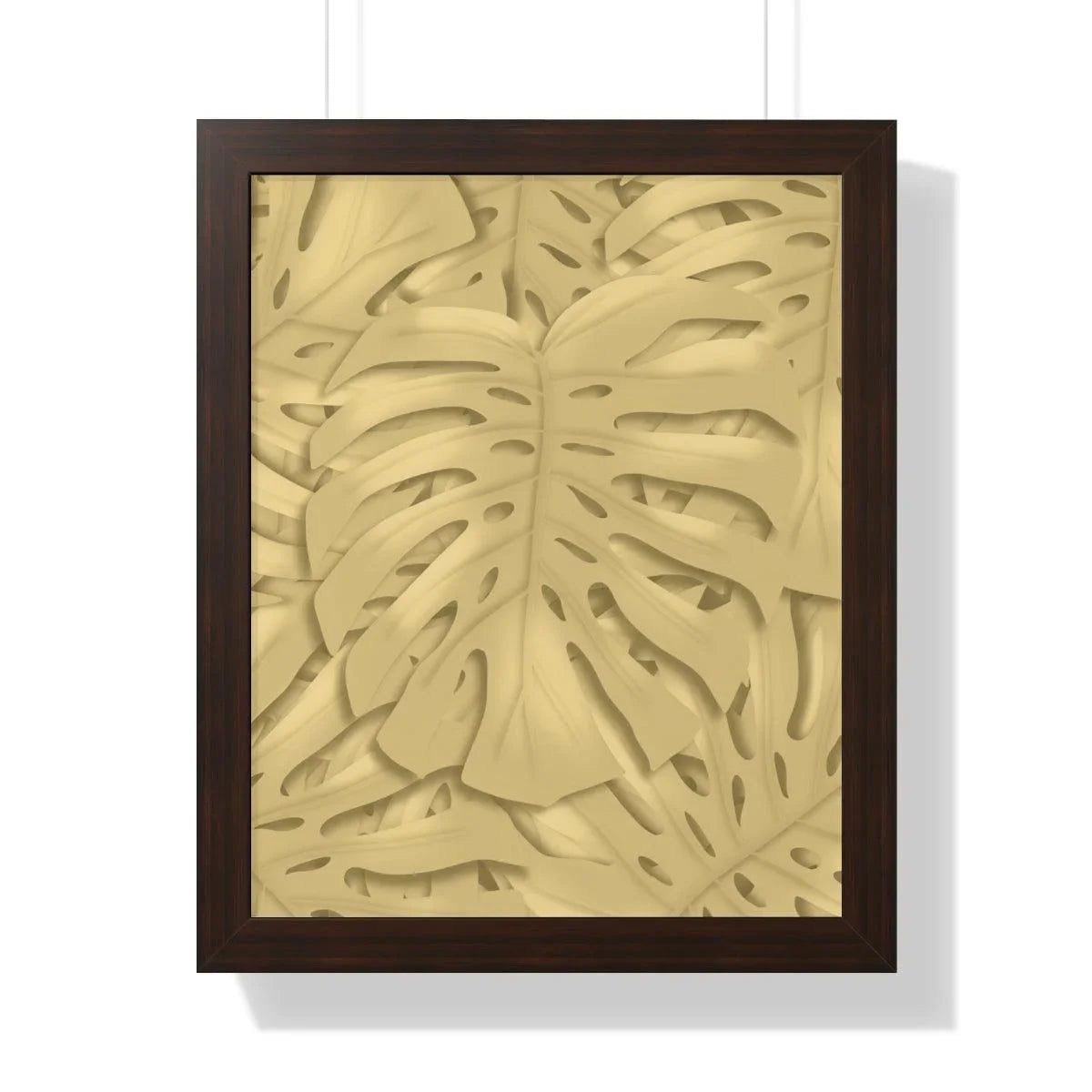 Golden Monstera Framed Print – Botanical Wall Art