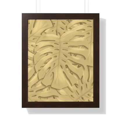 Golden Monstera Framed Print – Botanical Wall Art