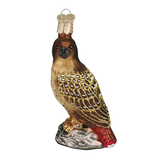 Red-Tailed Hawk Glass Ornament