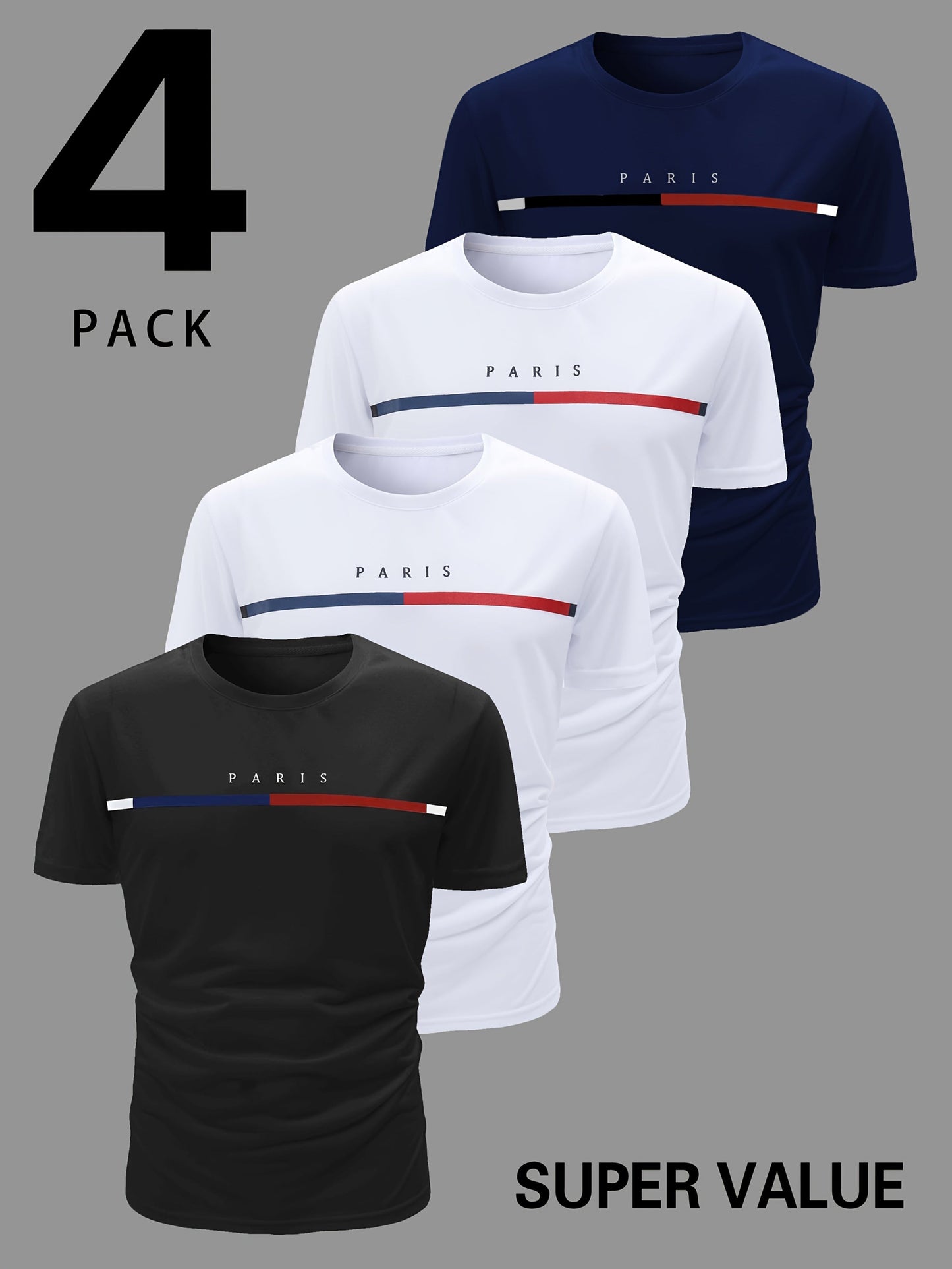 Men's  Paris Short-Sleeve Crew Neck Fitted T-Shirts
