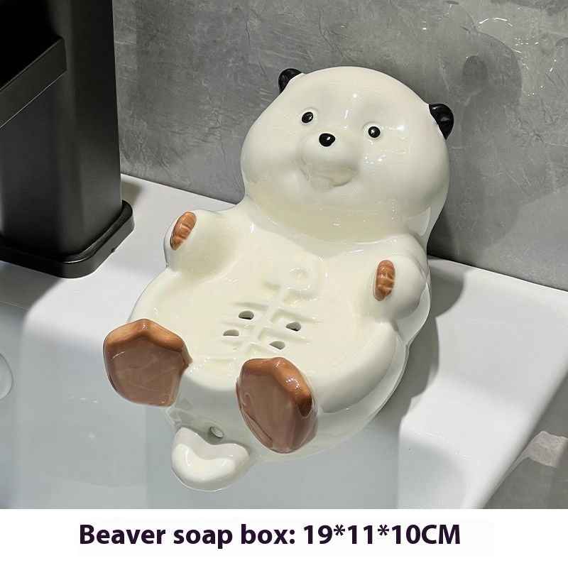 Dolphin Drain Soap Box Ceramic Household Punch-free Toilet