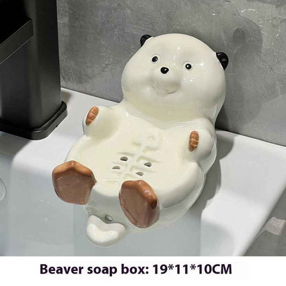 Dolphin Drain Soap Box Ceramic Household Punch-free Toilet