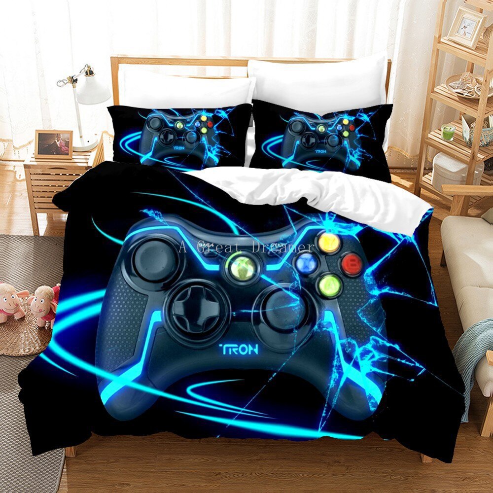 Digital 3D Game Controller Pattern Printed Bedding Three-Piece Set