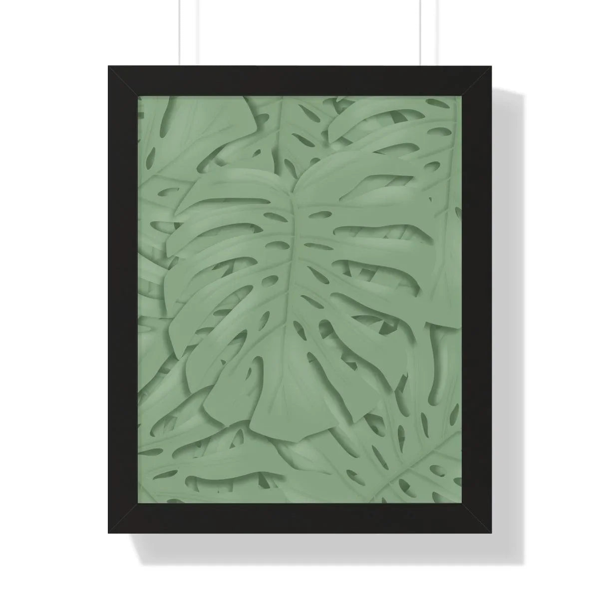 Sage Green Monstera Framed Print – Botanical Wall Art