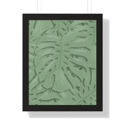 Sage Green Monstera Framed Print – Botanical Wall Art