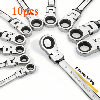 2/10pcs Heavy-duty Industrial 72-tooth Socket Wrenches, Fixed Head and Ratchet Mechanical Tools, 2-in-1 Open and Box Wrenches, Cr-V Structure, Auto Repair, DIY, Professional Tool Kit (compatible with 6&8mm)