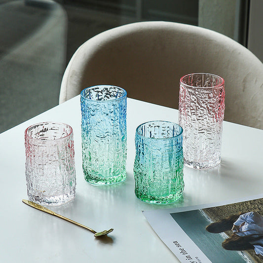 Gradient Color Wine Glass Tree Pattern Cup Glass Water Cup Tea Cup