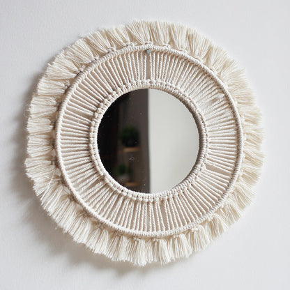 Rope Woven Tapestry Bedroom Wall Hanging Mirror