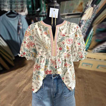 Chic Ruffled Sleeve Blouse - 3D Texture Bubble Crepe Pullover Top