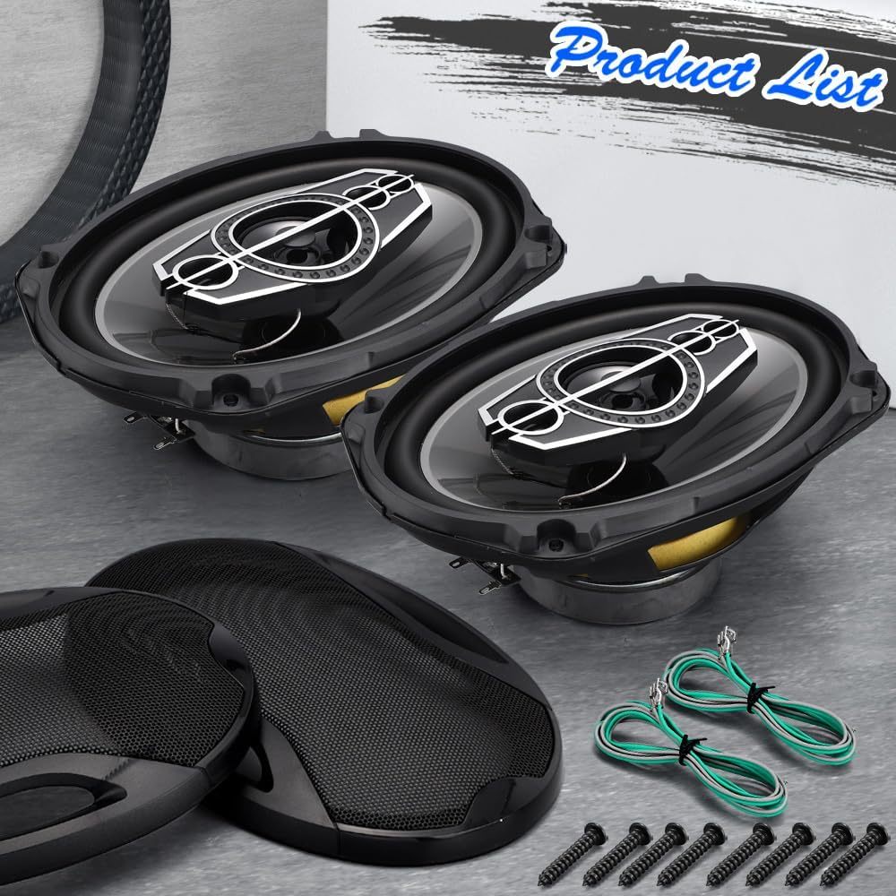 6 X 9 Coaxial Audio Speakers (Pair) 5-way 1000W Peak 4 Ohm Coaxial Tweeters Door Speakers