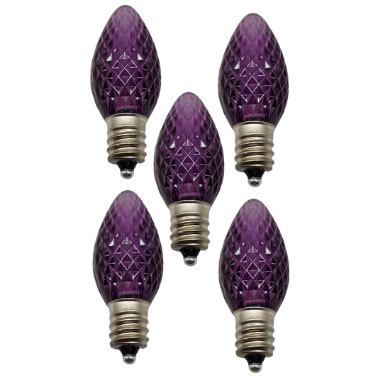 C7 Faceted LED Bulb - 5 Piece - Purple