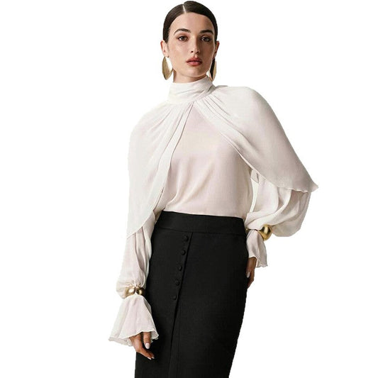 Womens Slim Fit Turtleneck Pullover - Chic Long Sleeve Ribbed Layering Top