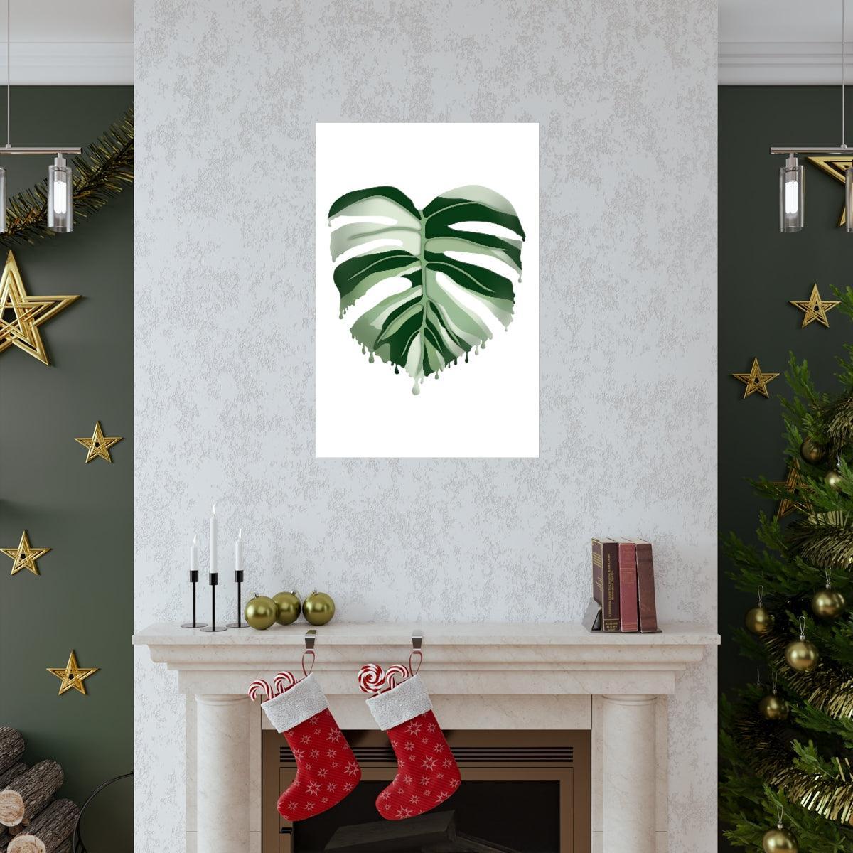 Melting Monstera Albo Botanical Print – Unframed Wall Art