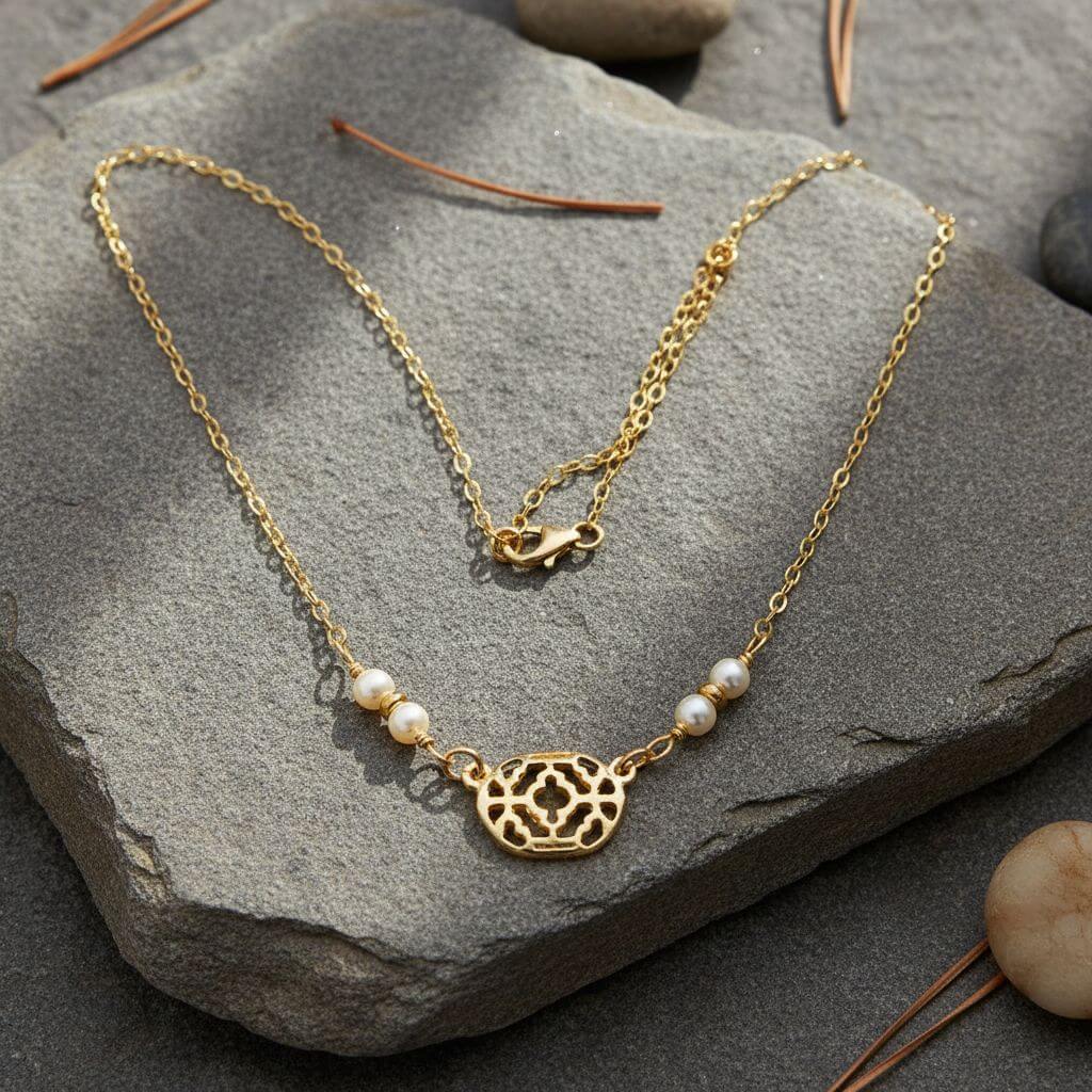 As Seen on Molly Ringwald Gold Filled Pearl Choker Necklace