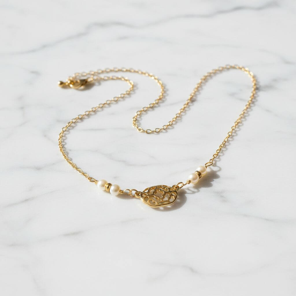 As Seen on Molly Ringwald Gold Filled Pearl Choker Necklace