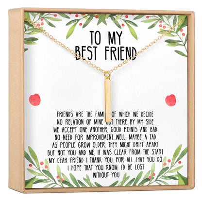 Christmas Gift for Best Friend Vertical Bar  Necklace