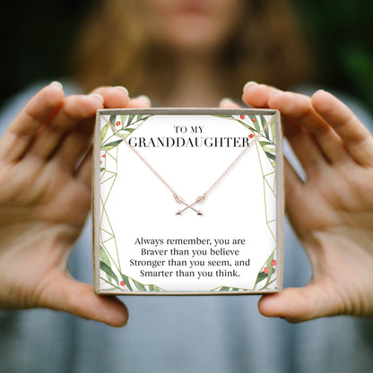Christmas Gift for Granddaughter Double Intersecting Arrows Necklace