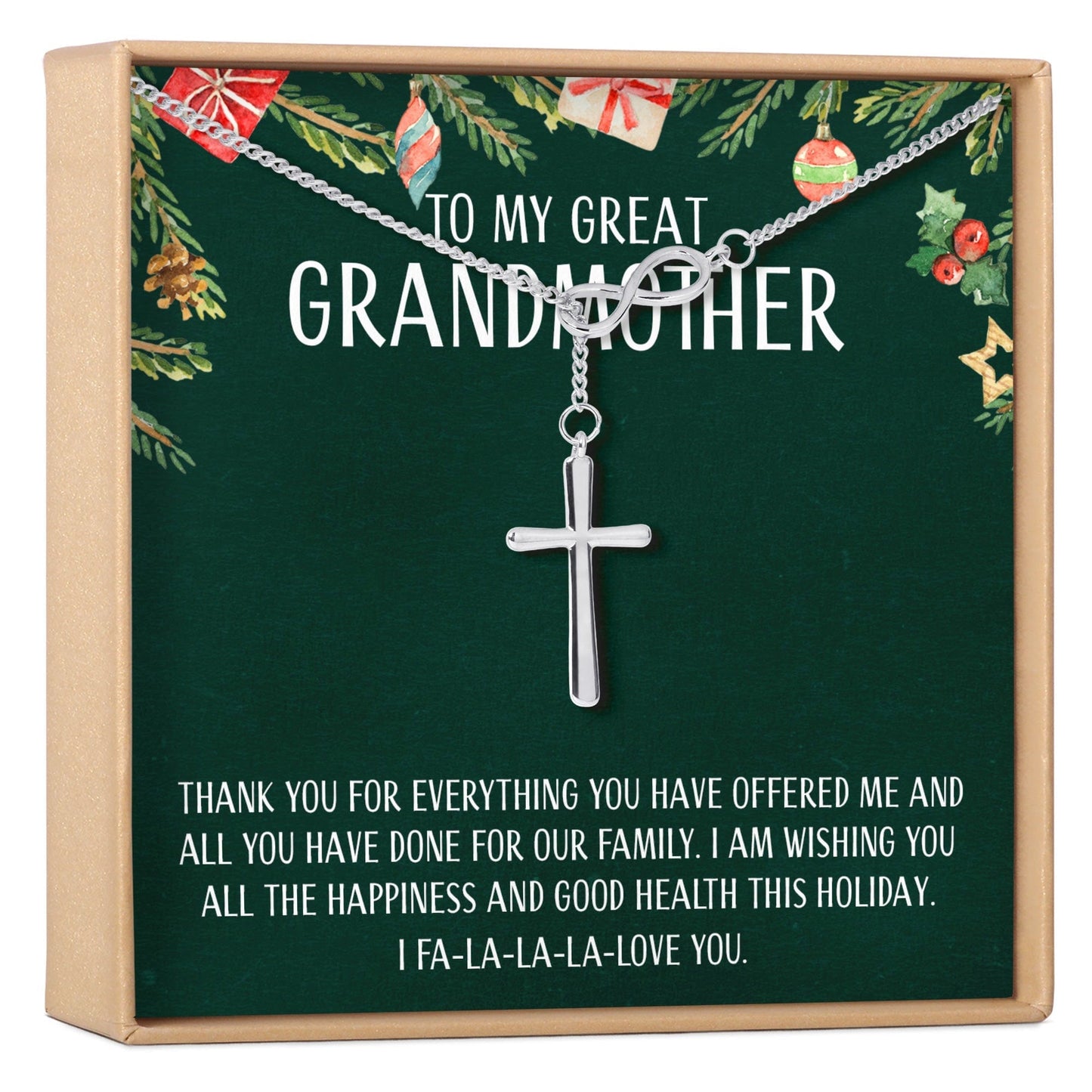 Christmas Gift for Great Grandma Infinity Cross  Necklace