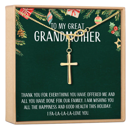 Christmas Gift for Great Grandma Infinity Cross  Necklace