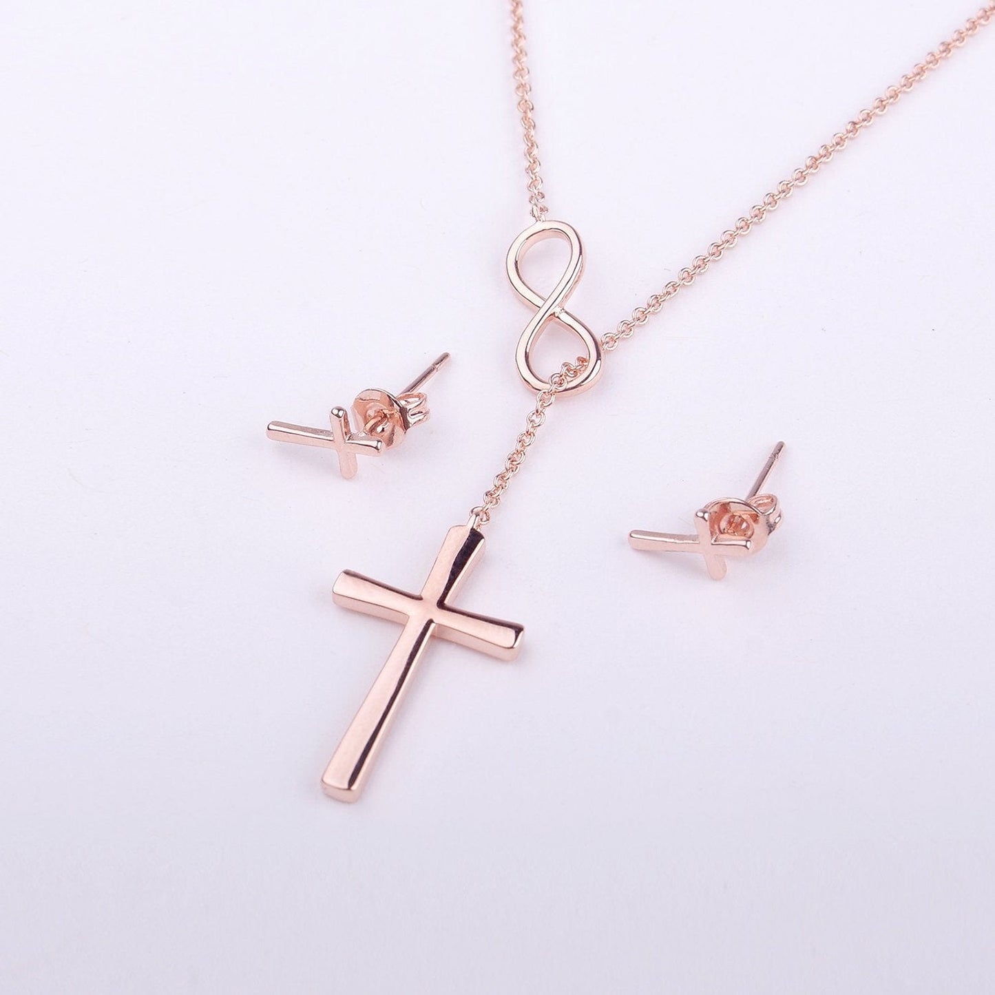 Christmas Gift for Nail Tech Cross earring and Necklace Set Jewelry Set