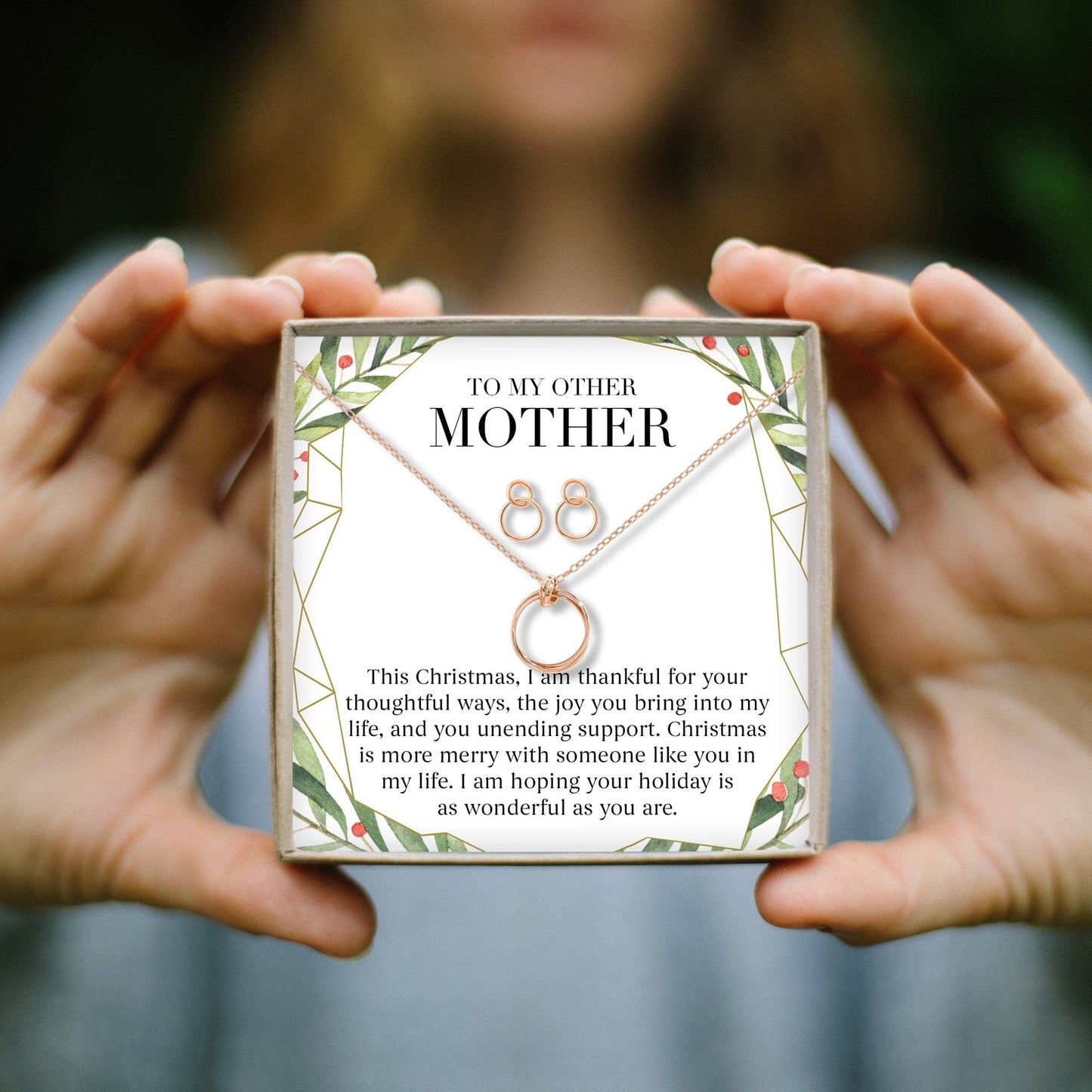 Christmas Gift for Other Mother Linked Circles Earring and Necklace Jewelry Set