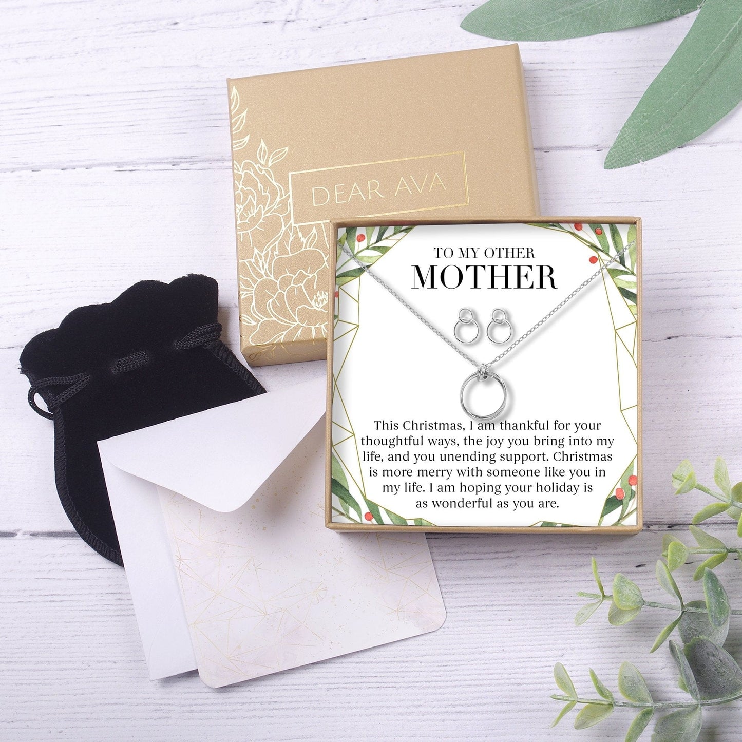 Christmas Gift for Other Mother Linked Circles Earring and Necklace Jewelry Set