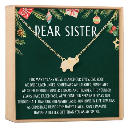 Christmas Gift for Sister Elephant Pendant Necklace