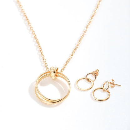 Christmas Gift for Stepdaughter Linked Circles Earring and Necklace Jewelry Set