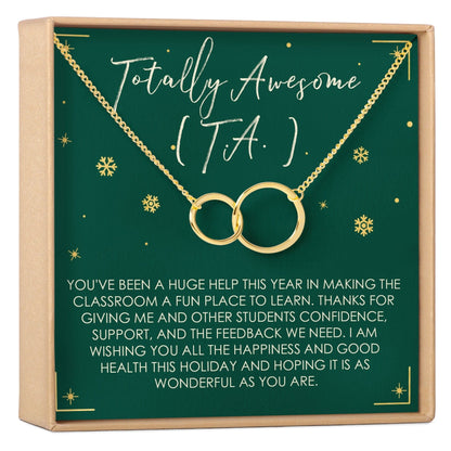 Christmas Gift for Teaching Assistant Double Circles Necklace