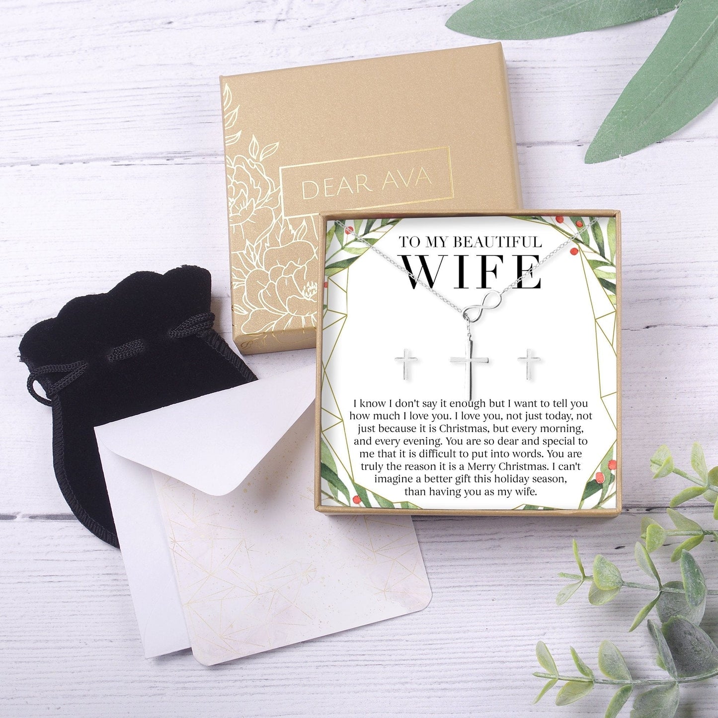 Christmas Gift for Wife Cross earring and Necklace Set Jewelry Set